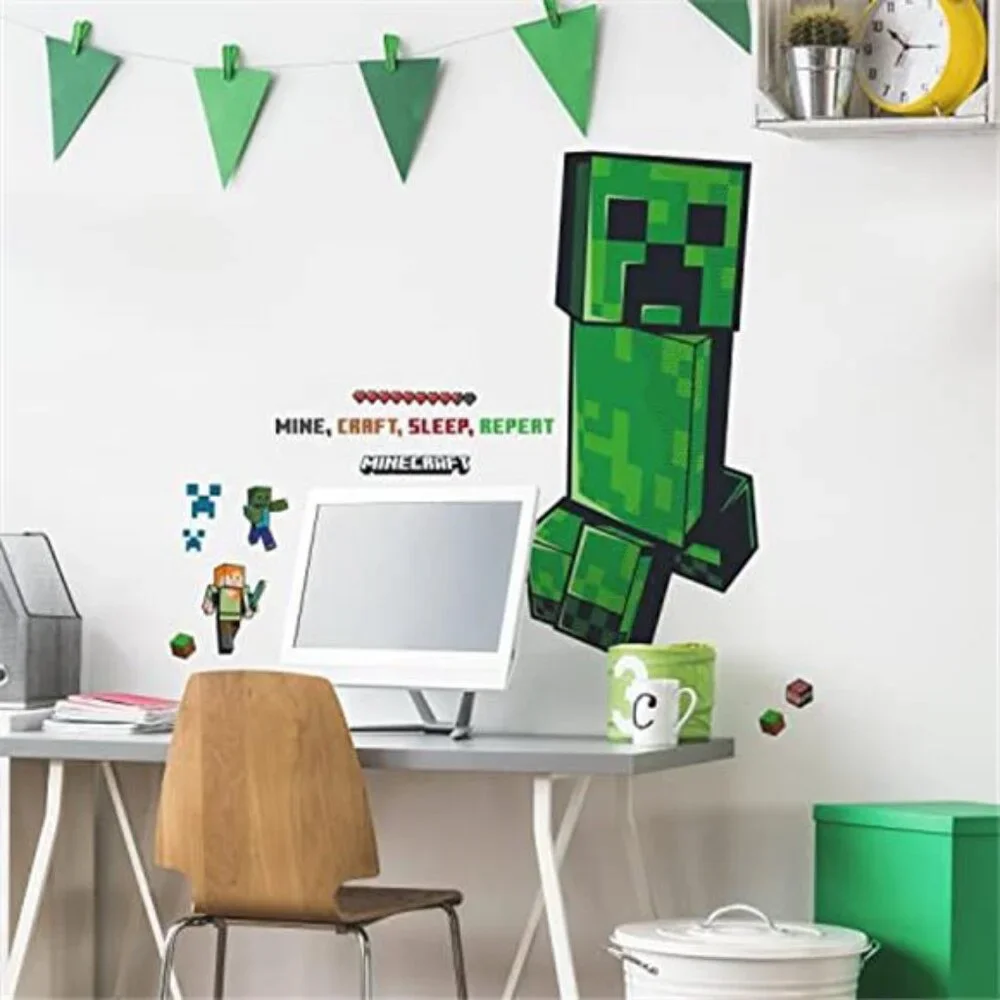 Minecraft Wall Decals Creeper Giant Peel and Stick Kids Room Bedroom Decor